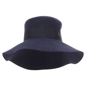 Maison Michel grosgrain logo detail fedora hat